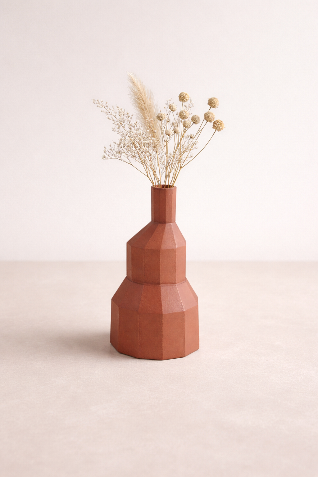 Vetra Aluminium Vase – Terracotta Finish Tabletop Décor (36 cm)