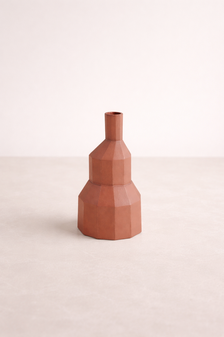 Vetra Aluminium Vase – Terracotta Finish Tabletop Décor (36 cm)