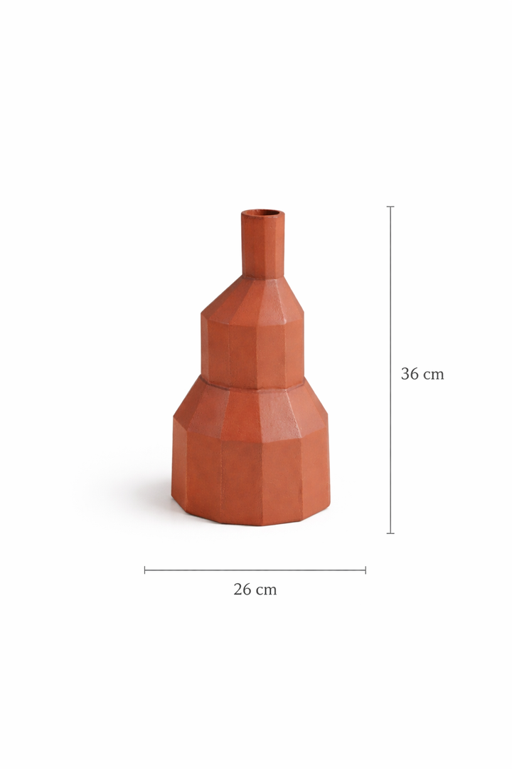 Vetra Aluminium Vase – Terracotta Finish Tabletop Décor (36 cm)