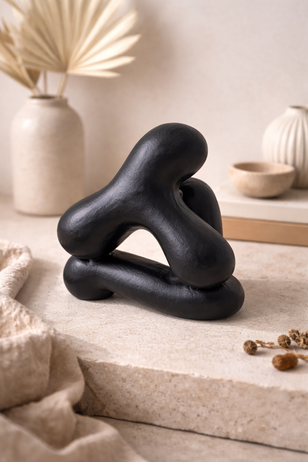 Abstract Aluminium Tabletop Sculpture – Black