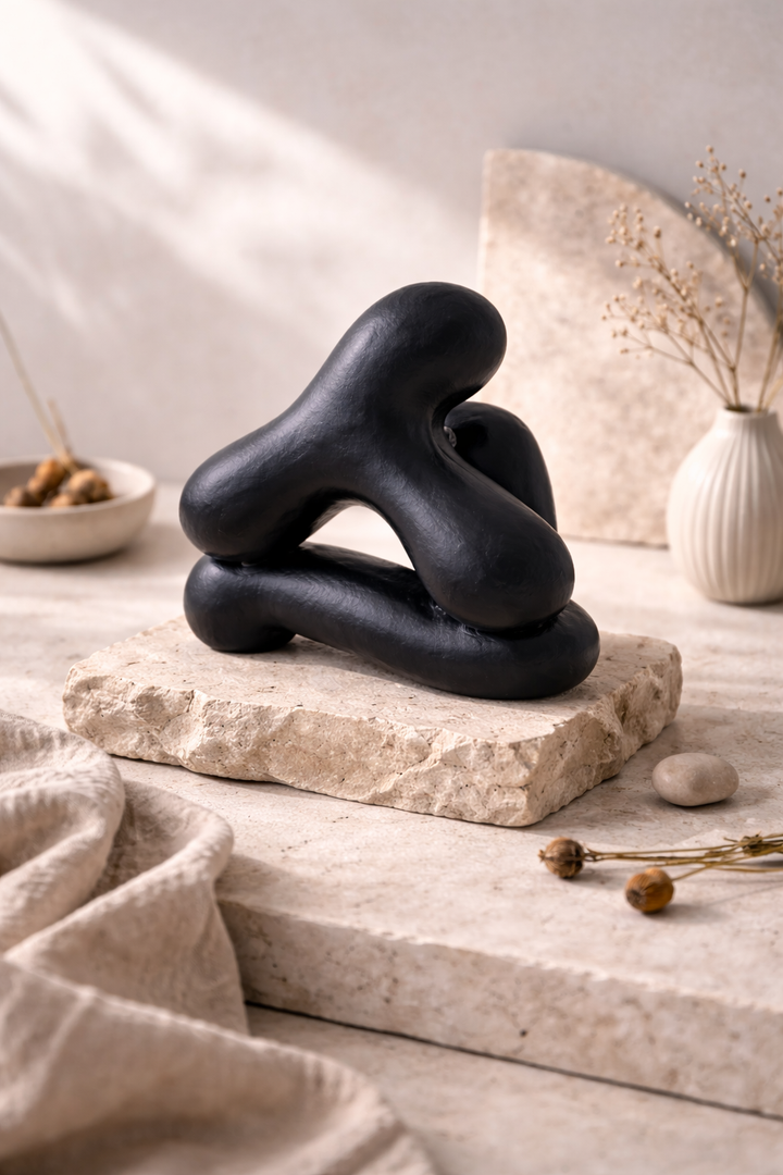Abstract Aluminium Tabletop Sculpture – Black