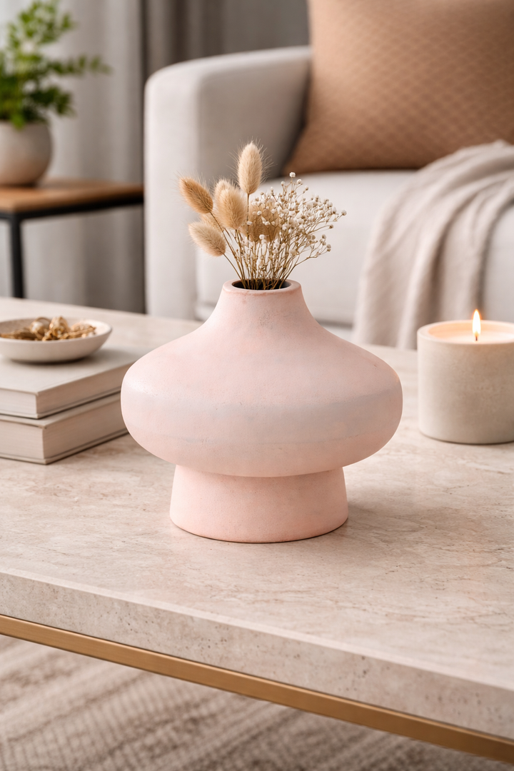 Ivory Powder-Coated Aluminium Vase – Sculptural Form