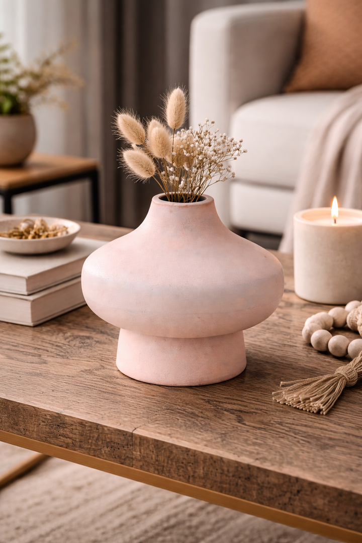 Ivory Powder-Coated Aluminium Vase – Sculptural Form