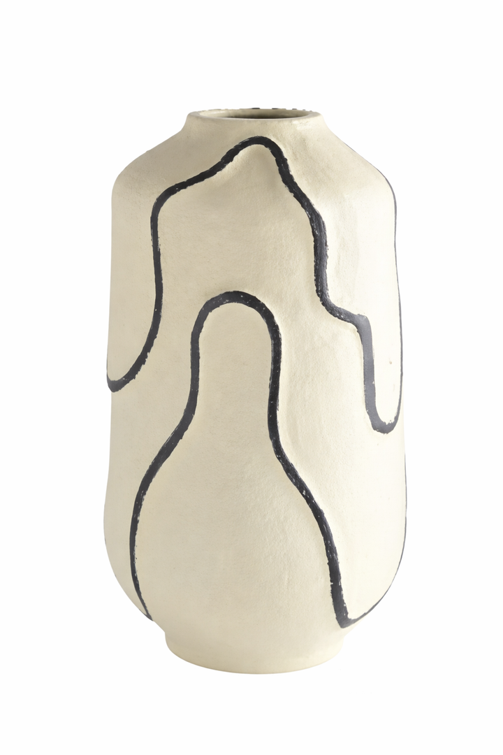 Sumi Aluminium Vase – Cream Powder Coated Tabletop Décor (30 cm)
