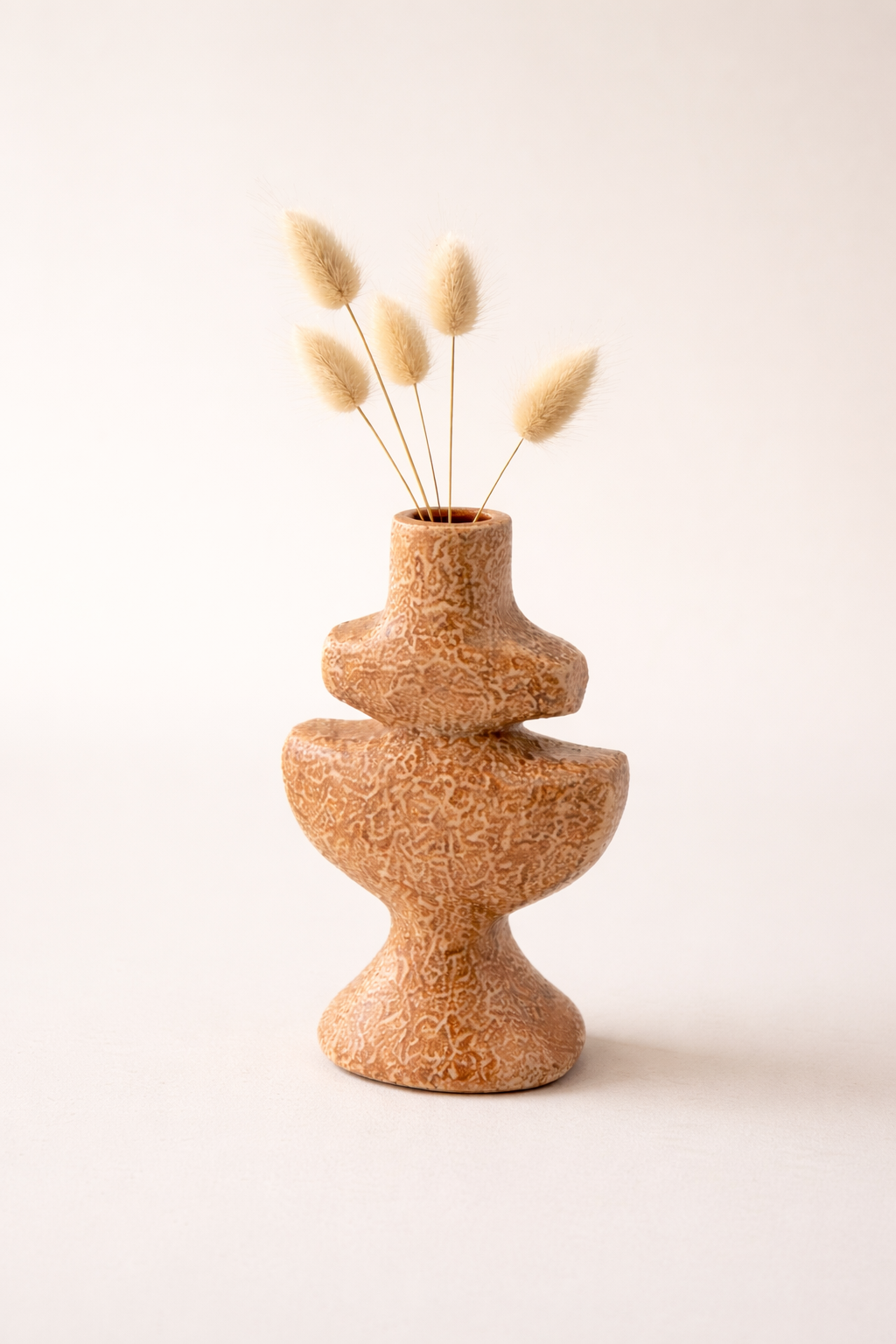 Brown Textured Aluminium Candle Holder – Sculptural Design