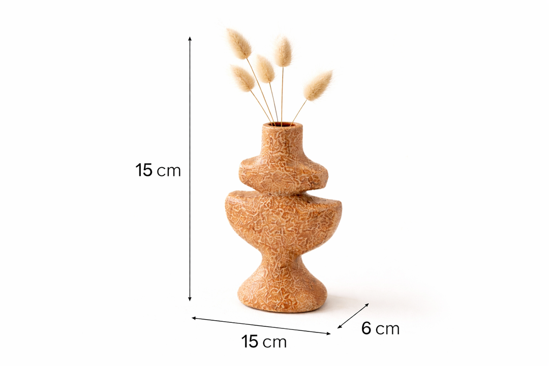 Brown Textured Aluminium Candle Holder – Sculptural Design
