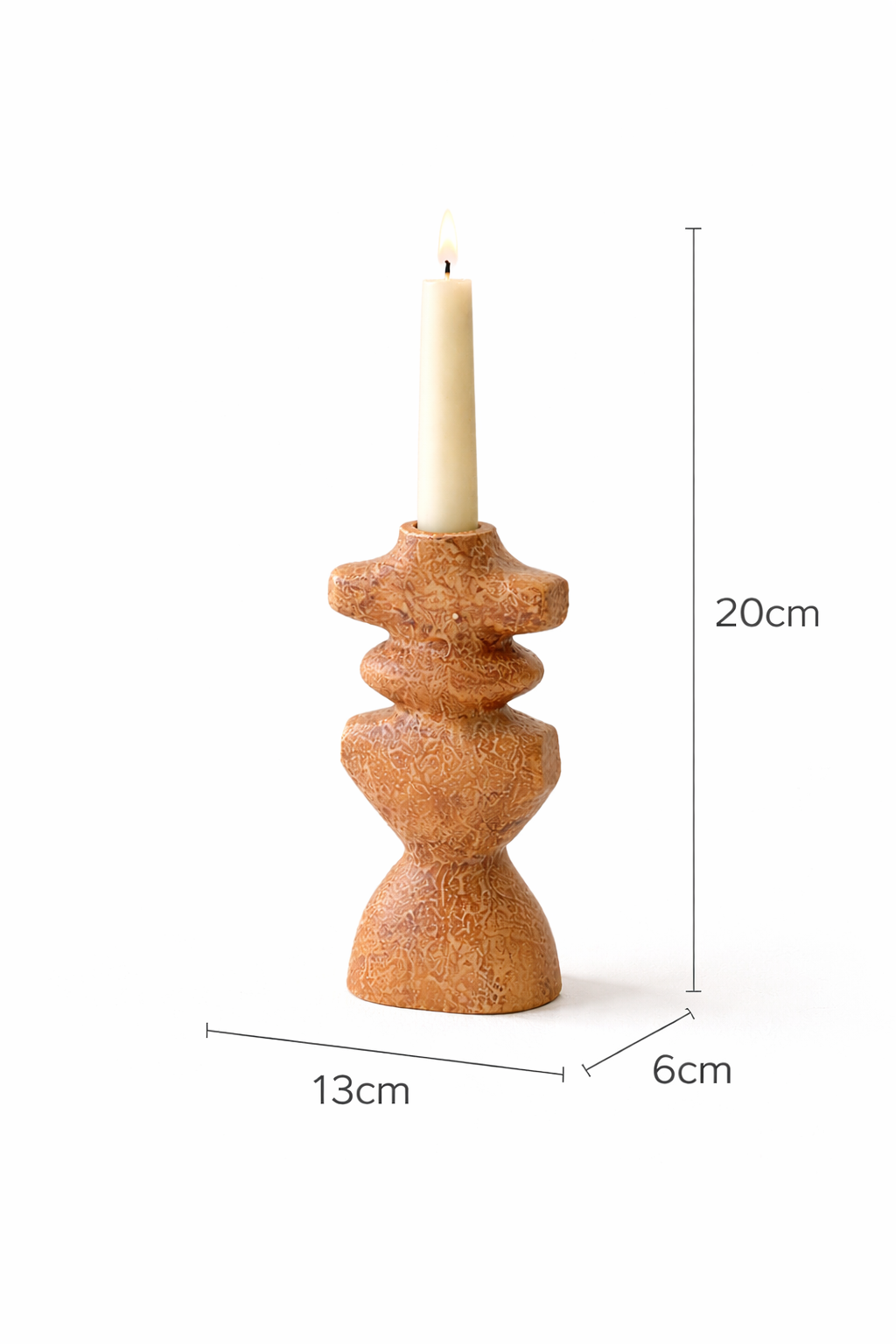 Brown Textured Aluminium Candle Holder