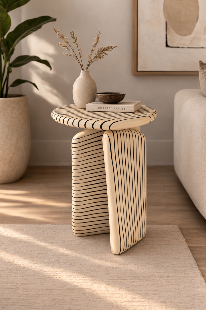 Modern Aluminium Side Table – Ivory Powder Coated (51 cm)