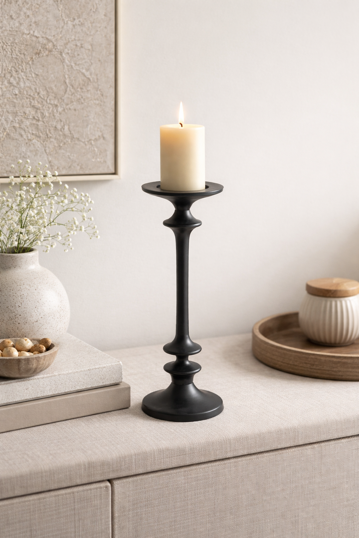 Modern Black Aluminium Candle Holder