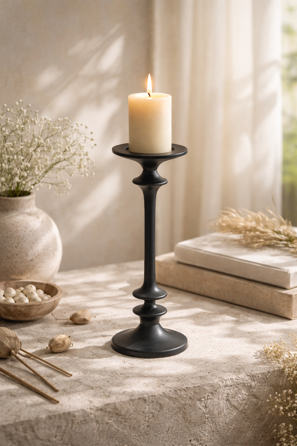 Modern Black Aluminium Candle Holder