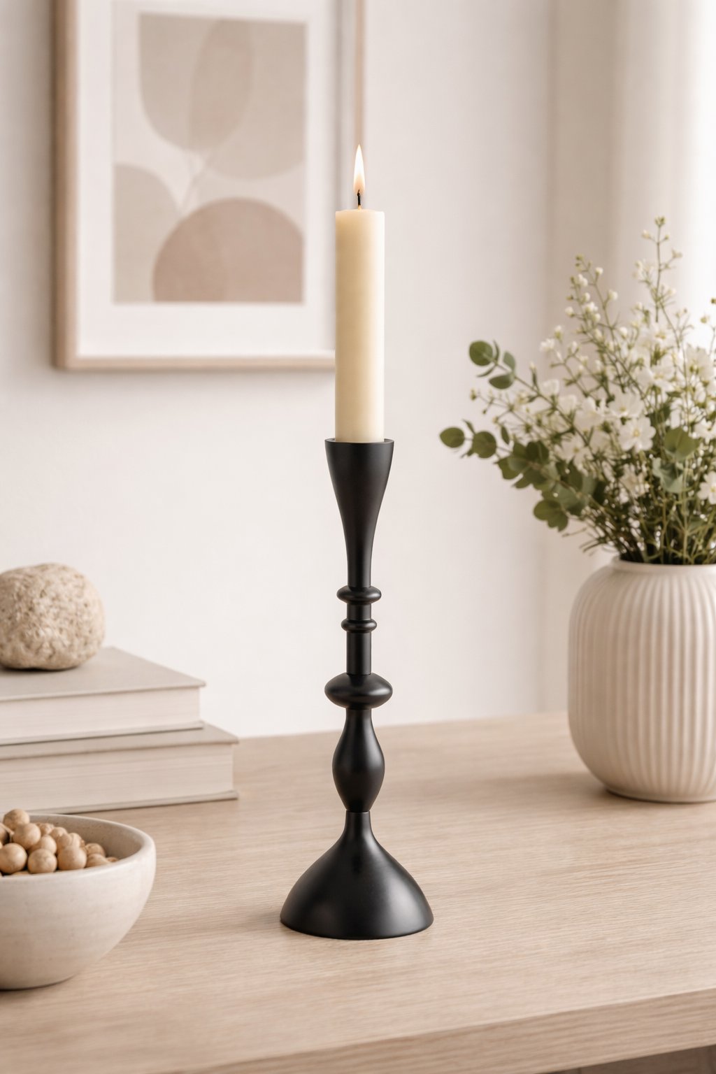 Slim Aluminium Candle Holder – Black Powder Coated