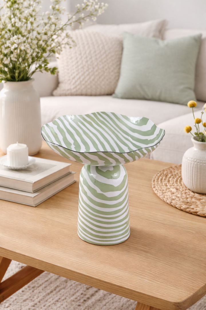 Poko Iron Bowl – Enamel Printed Decorative Tabletop Accent (24 cm)`