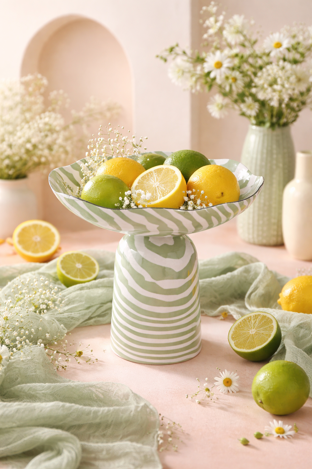 Poko Iron Bowl – Enamel Printed Decorative Tabletop Accent (24 cm)`