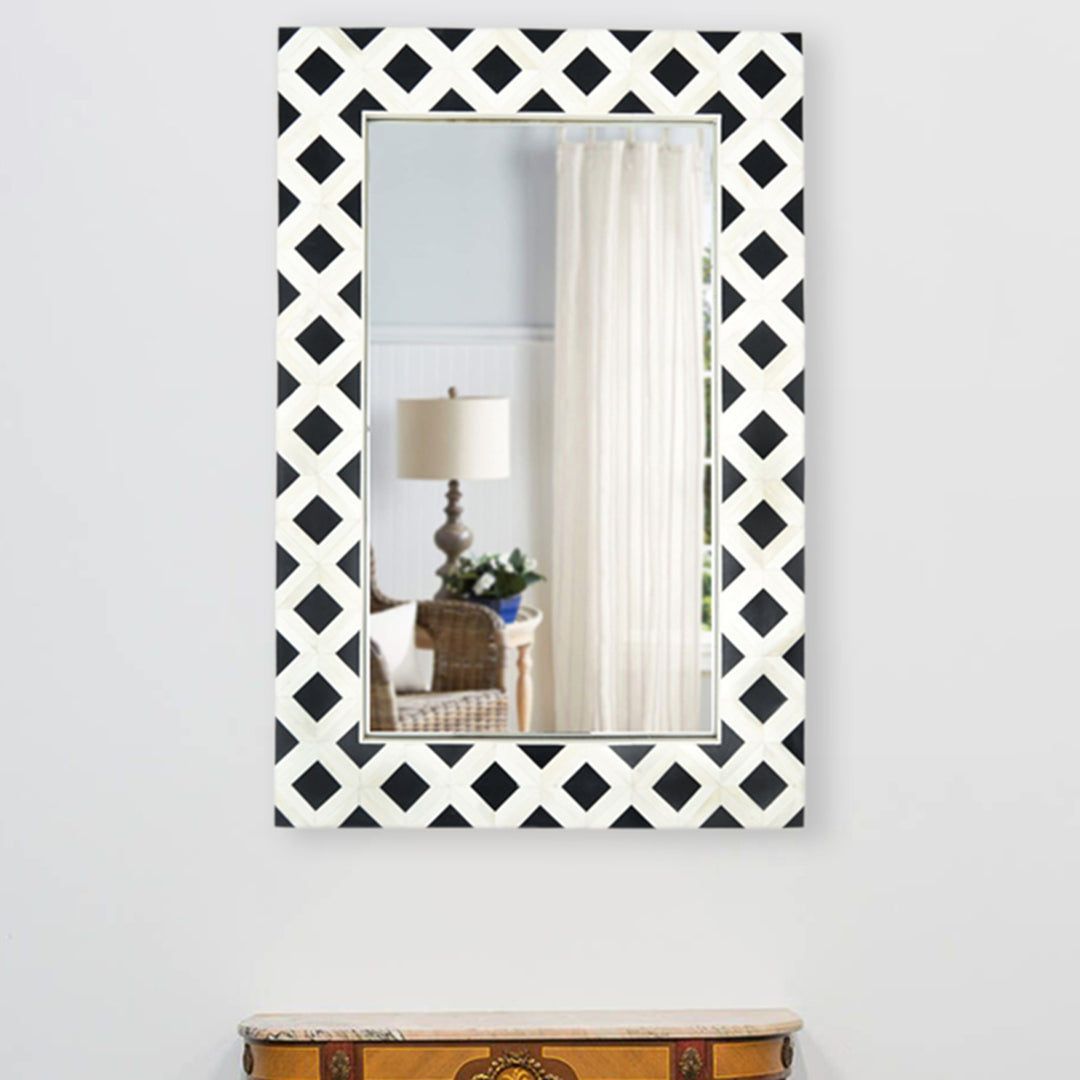 MOSAIC BONE & RESIN INLAY REQTANGULAR MIRROR FRAME