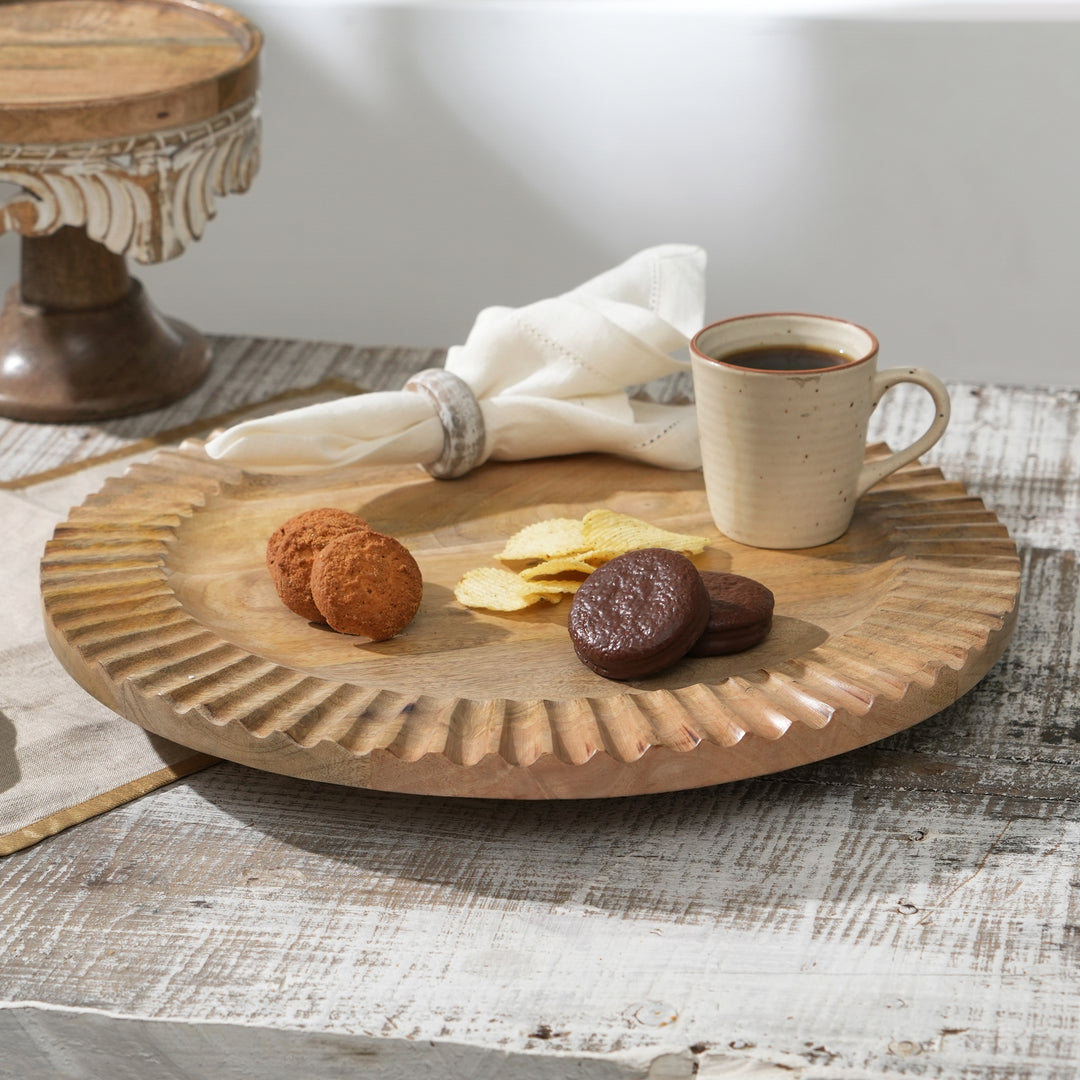 Classic Wooden Lazy Susan – Elegant Rotating Serving Tray - 21321-58