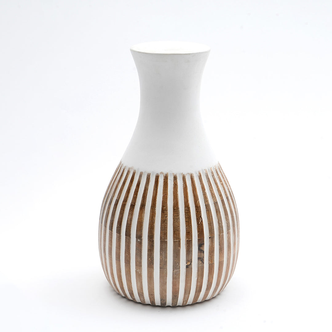 Wooden Decorative Vase – Rustic and Elegant Home Accent - 24322-319W