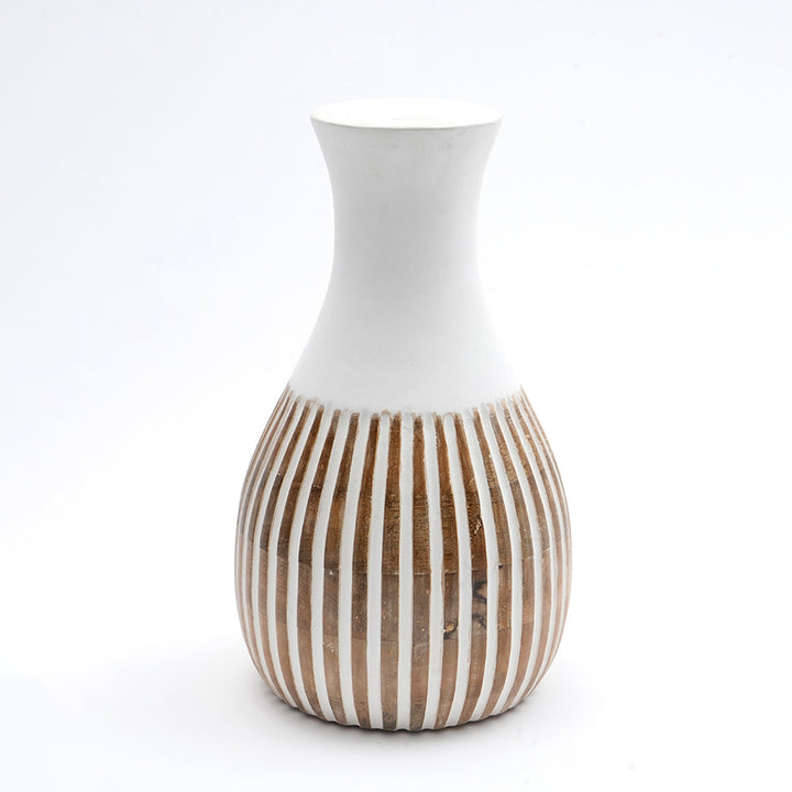 Wooden Decorative Vase – Rustic and Elegant Home Accent - 24322-319W