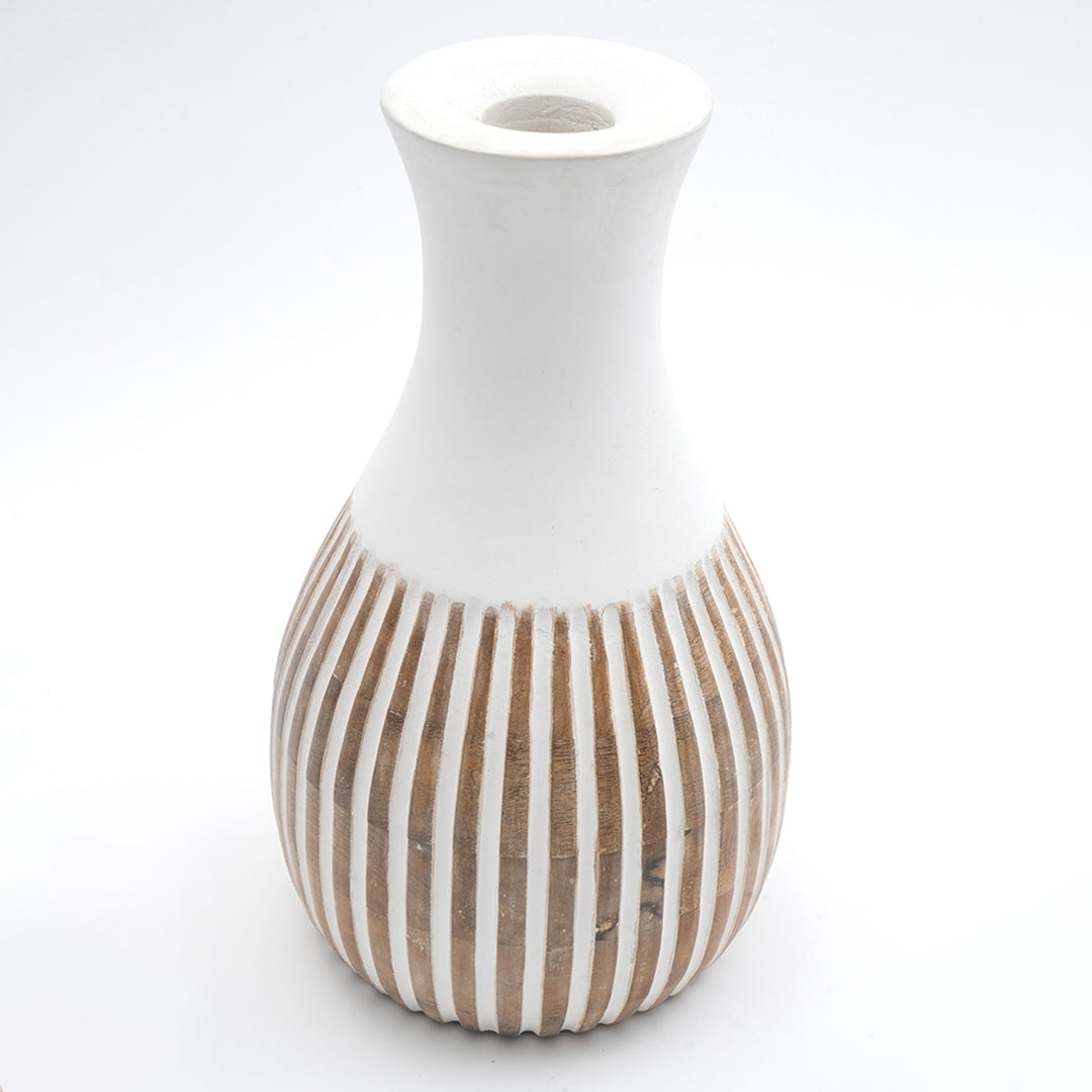 Wooden Decorative Vase – Rustic and Elegant Home Accent - 24322-319W