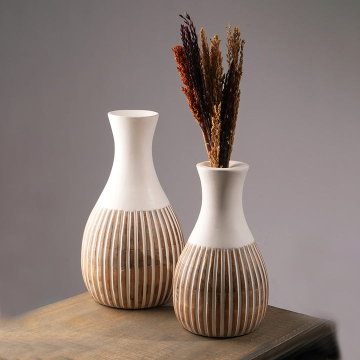 Wooden Decorative Vase – Rustic and Elegant Home Accent - 24322-319W