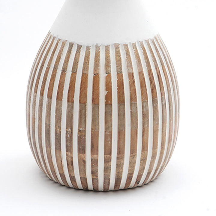 Wooden Decorative Vase – Rustic and Elegant Home Accent - 24322-320W