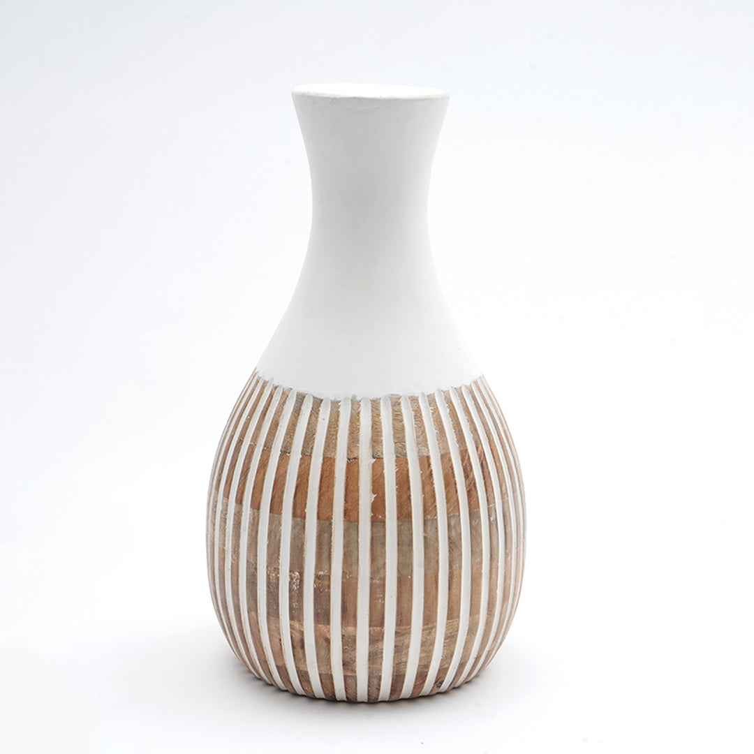 Wooden Decorative Vase – Rustic and Elegant Home Accent - 24322-320W