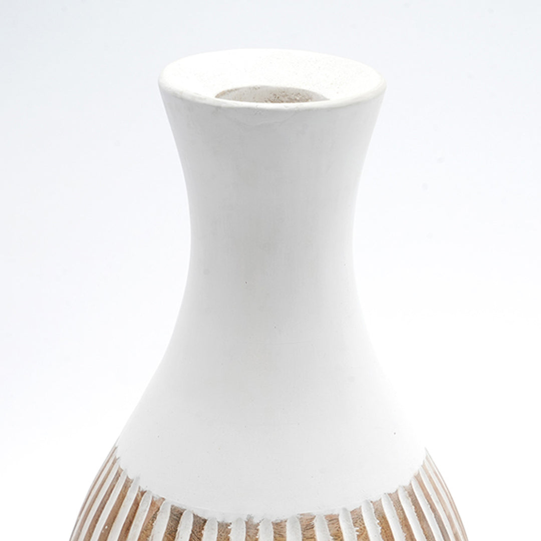 Wooden Decorative Vase – Rustic and Elegant Home Accent - 24322-320W