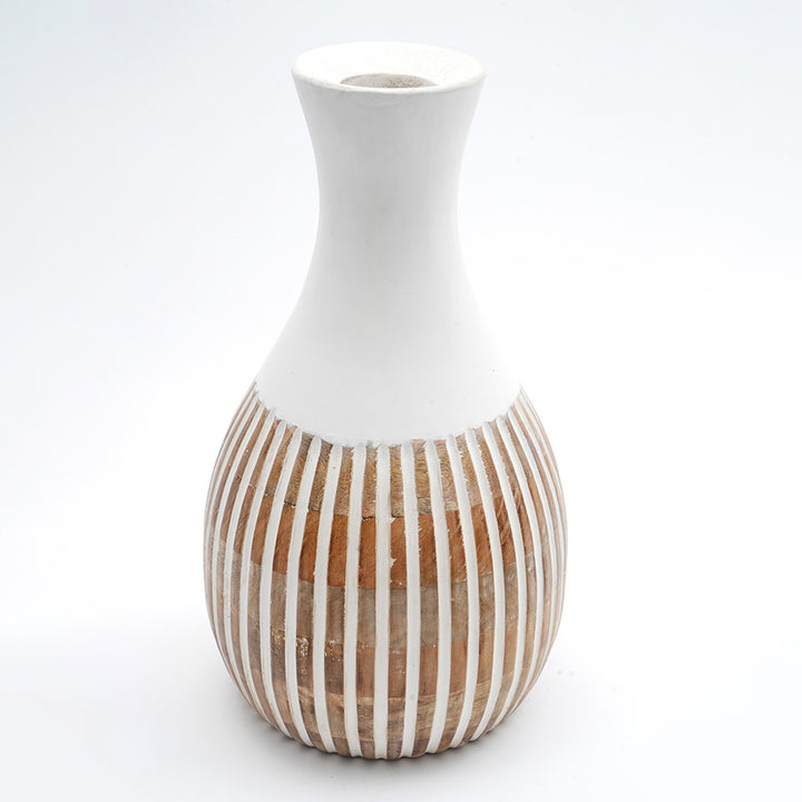 Wooden Decorative Vase – Rustic and Elegant Home Accent - 24322-320W
