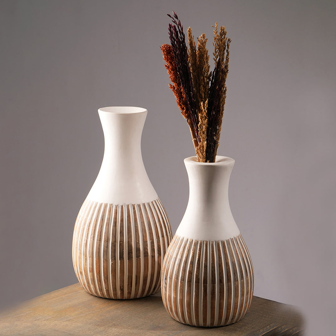 Wooden Decorative Vase – Rustic and Elegant Home Accent - 24322-320W
