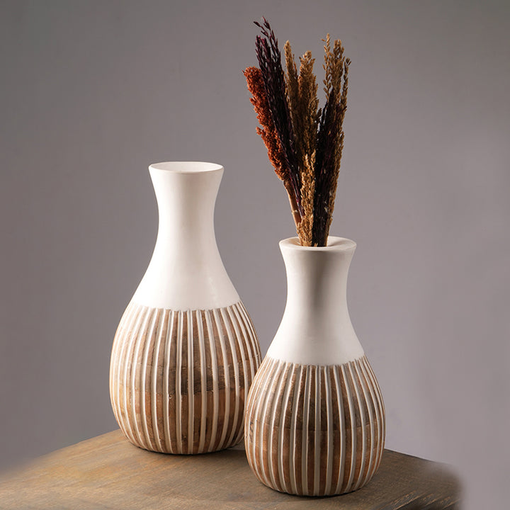 Wooden Decorative Vase – Rustic and Elegant Home Accent - 24322-320W
