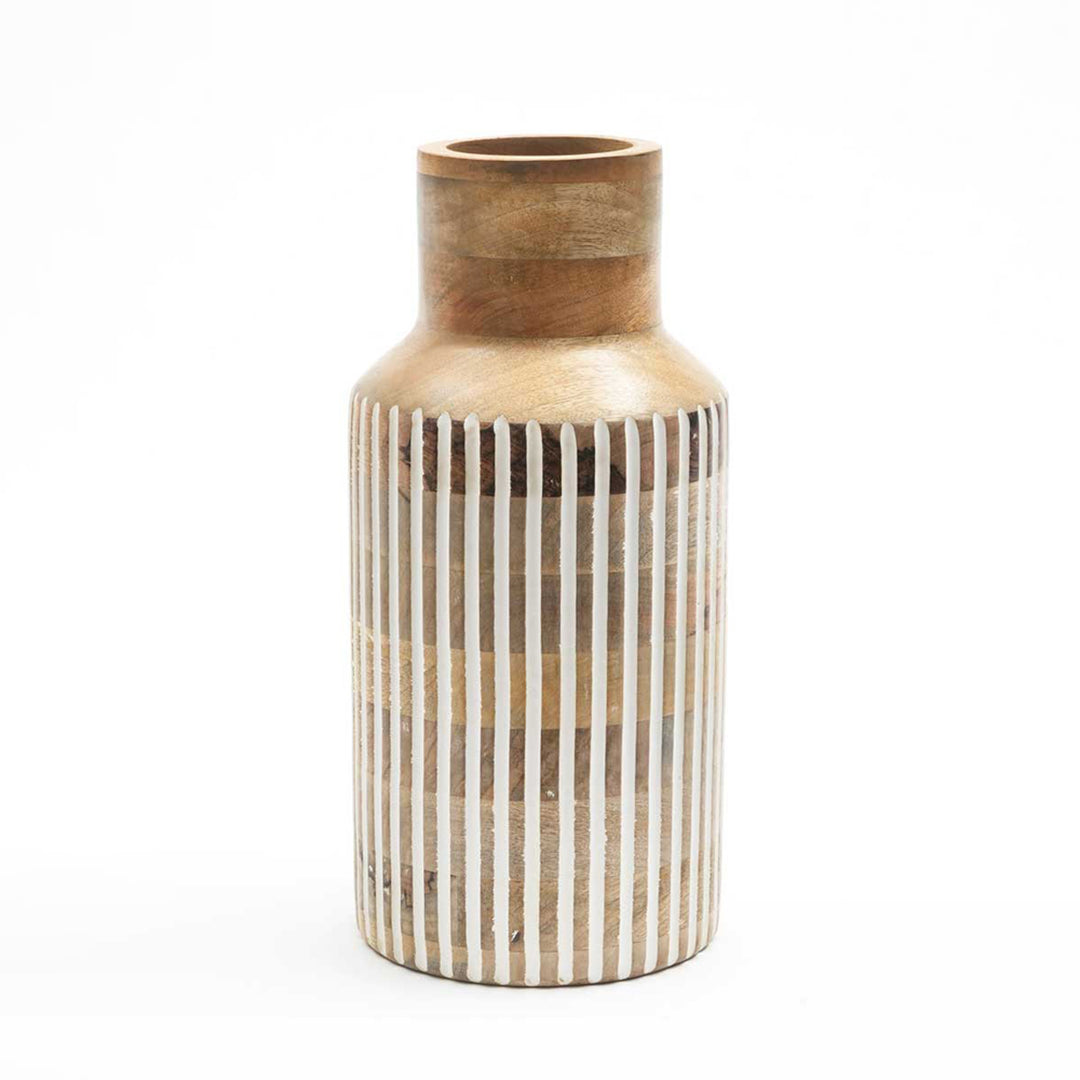 Wooden Decorative Vase – Rustic and Elegant Home Accent - 2808-27
