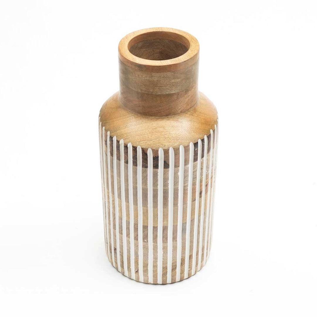 Wooden Decorative Vase – Rustic and Elegant Home Accent - 2808-27