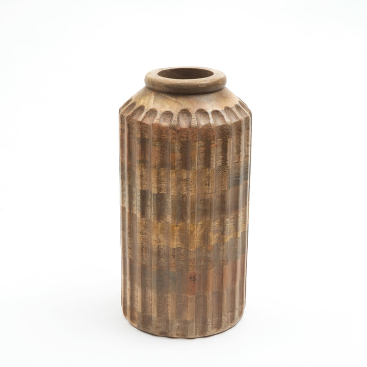 Wooden Decorative Vase – Rustic and Elegant Home Accent - 2808-33N