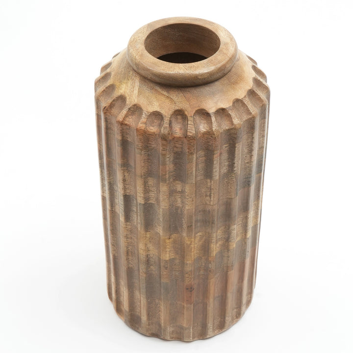 Wooden Decorative Vase – Rustic and Elegant Home Accent - 2808-33N
