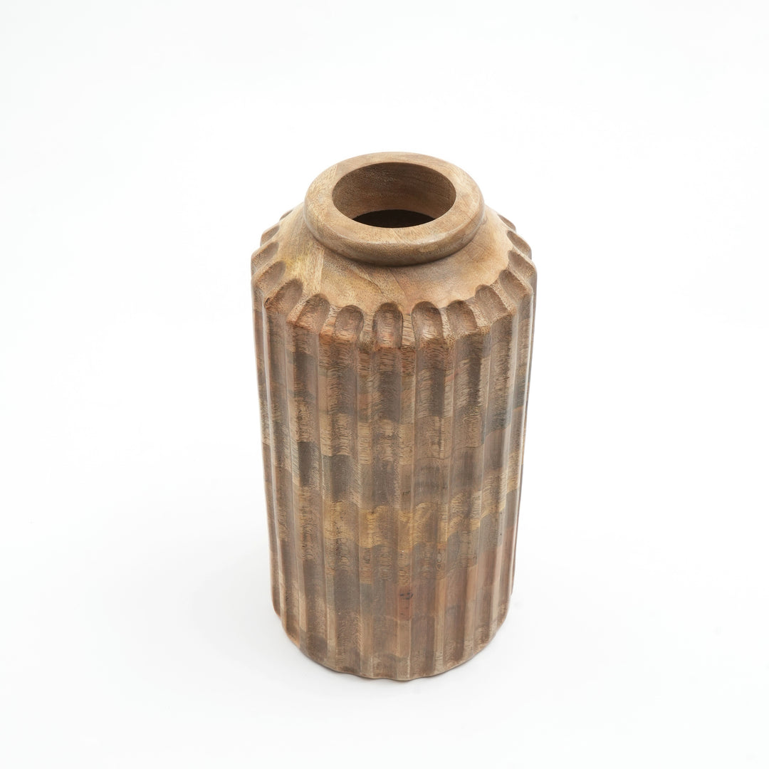Wooden Decorative Vase – Rustic and Elegant Home Accent - 2808-33N