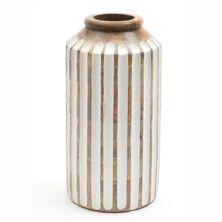 Wooden Decorative Vase – Rustic and Elegant Home Accent - 2808-33WH