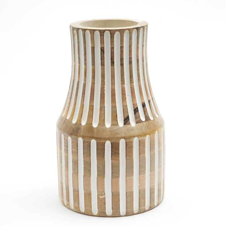 Wooden Decorative Vase – Rustic and Elegant Home Accent - 2808-45