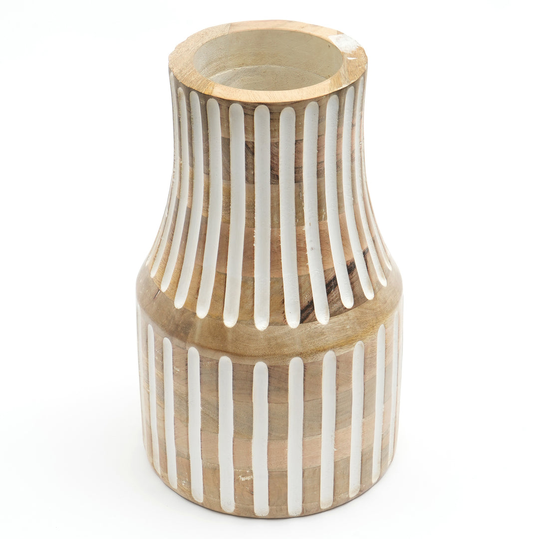 Wooden Decorative Vase – Rustic and Elegant Home Accent - 2808-45