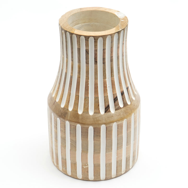 Wooden Decorative Vase – Rustic and Elegant Home Accent - 2808-45