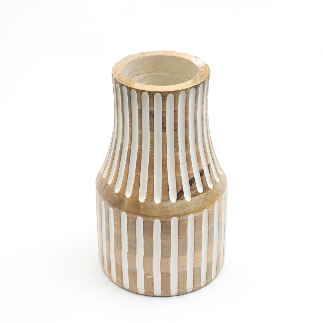Wooden Decorative Vase – Rustic and Elegant Home Accent - 2808-45