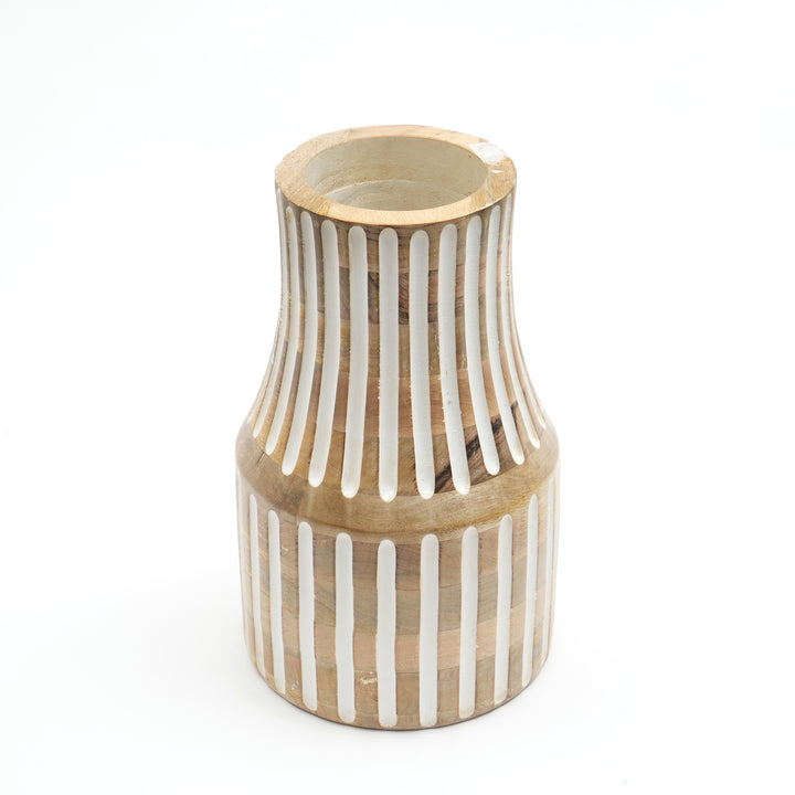 Wooden Decorative Vase – Rustic and Elegant Home Accent - 2808-45