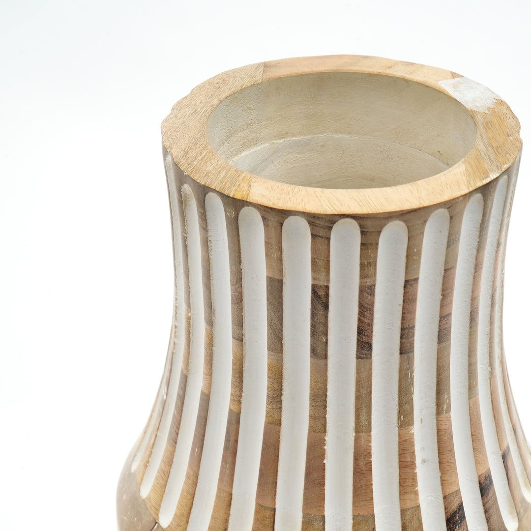 Wooden Decorative Vase – Rustic and Elegant Home Accent - 2808-45