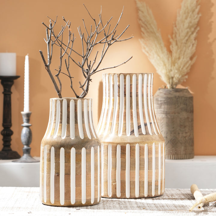Wooden Decorative Vase – Rustic and Elegant Home Accent - 2808-45