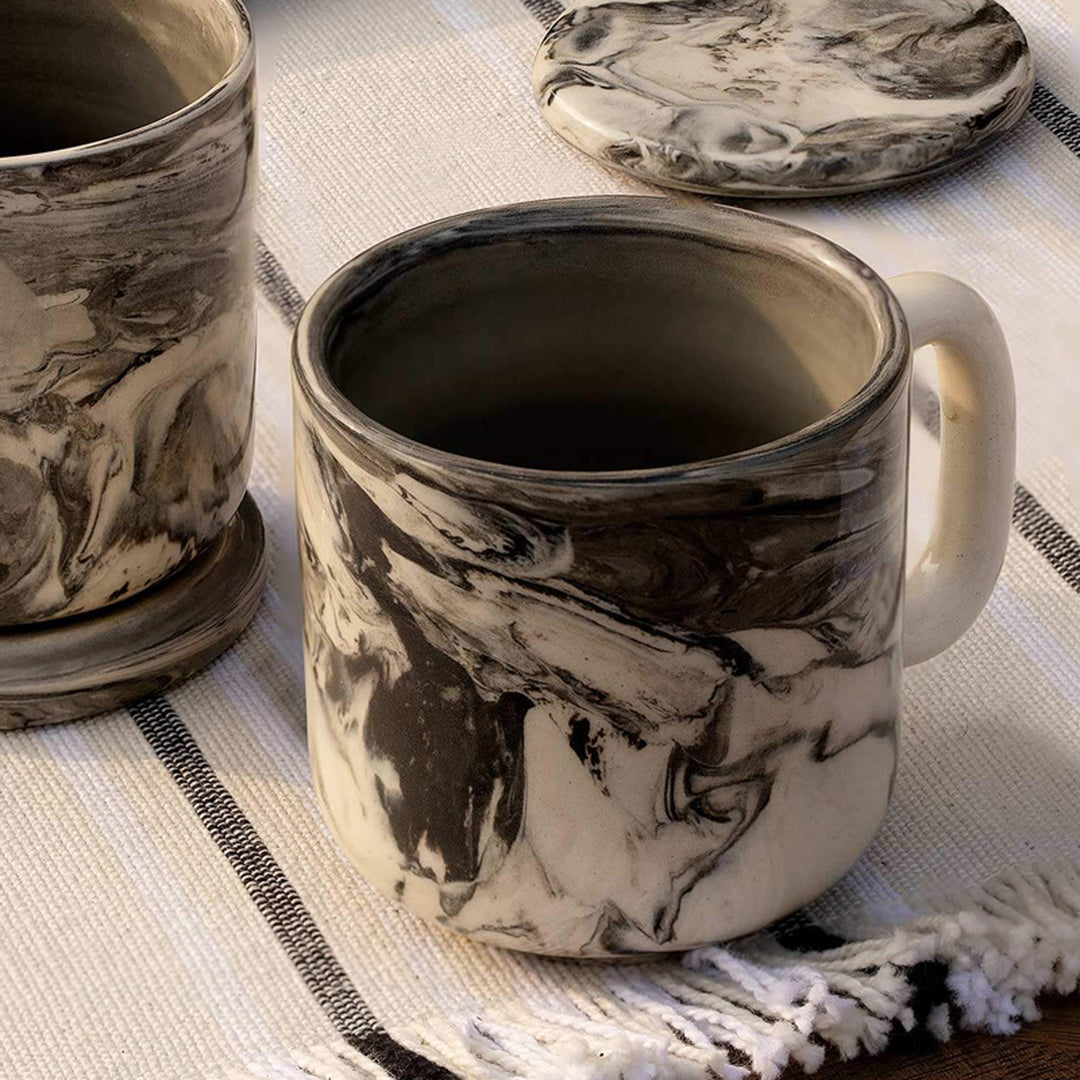 CARBON CERAMIC MUG SET OF TWO IN BLACK