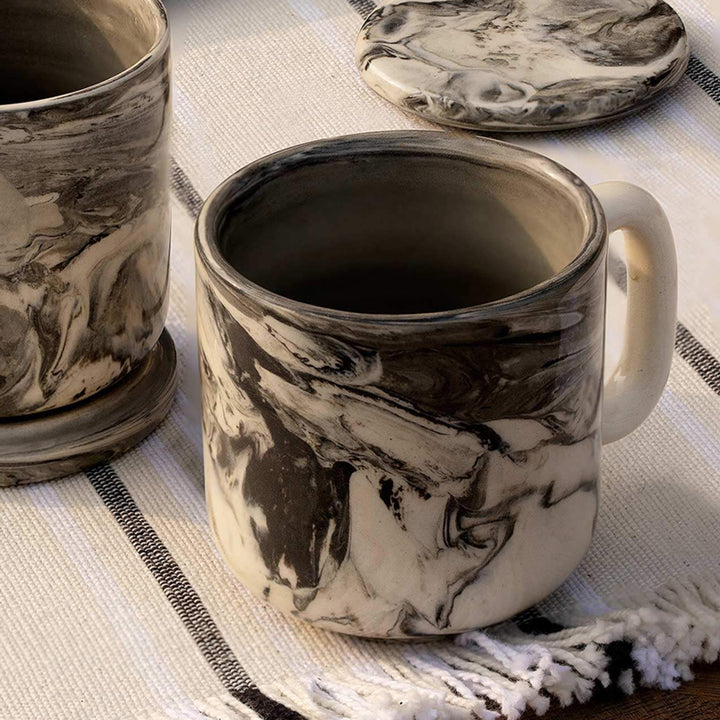 CARBON CERAMIC MUG SET OF TWO IN BLACK