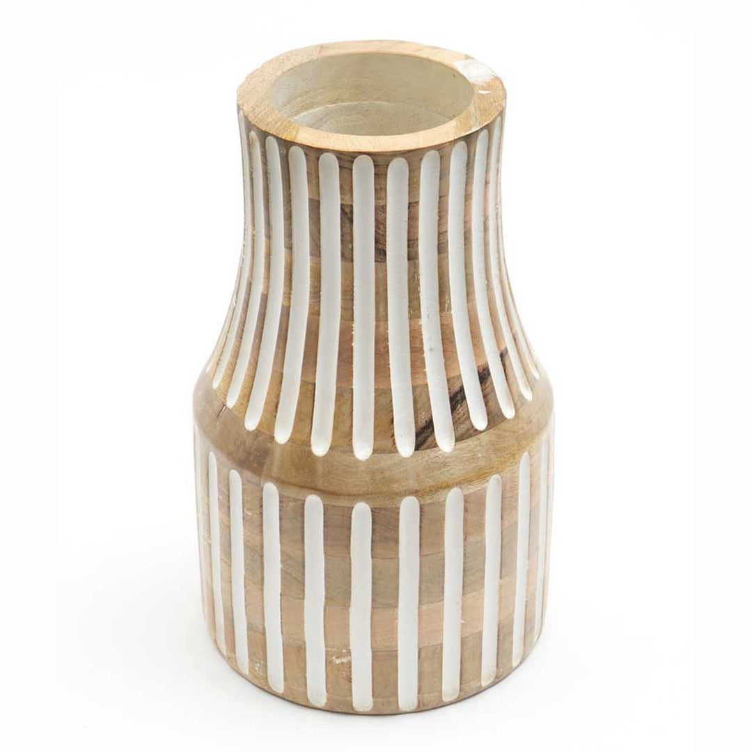 Wooden Decorative Vase – Rustic and Elegant Home Accent - 2808-45S