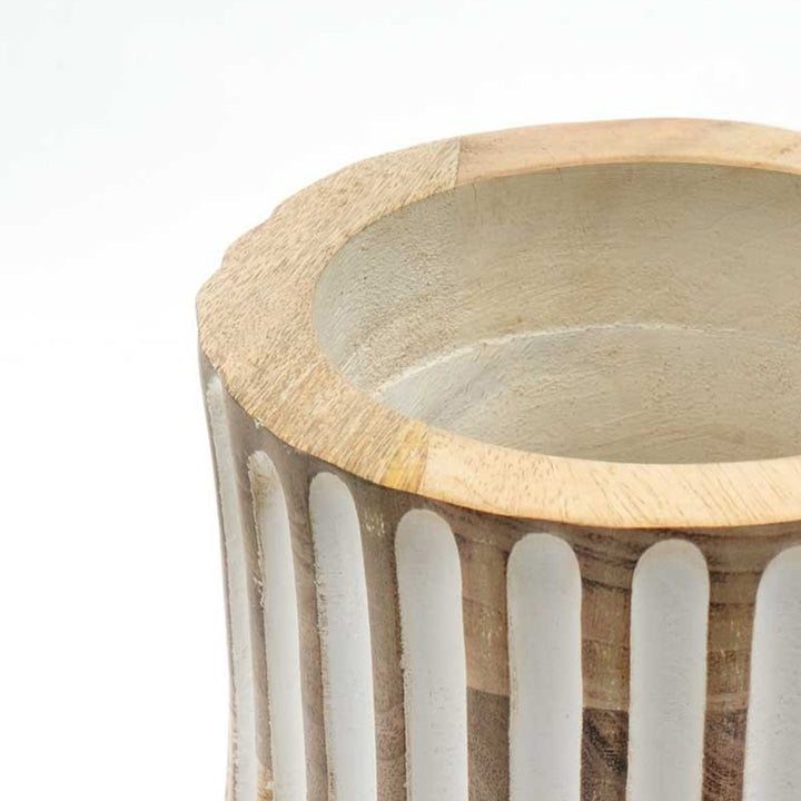 Wooden Decorative Vase – Rustic and Elegant Home Accent - 2808-45S