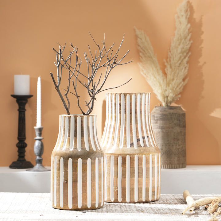 Wooden Decorative Vase – Rustic and Elegant Home Accent - 2808-45S