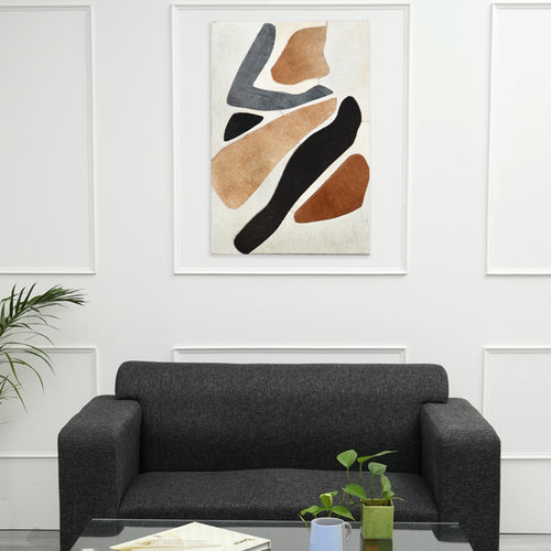Décoration murale en cuir Hairon 20 po x 30 po - Noir/Blanc/Marron
 (WD-285)