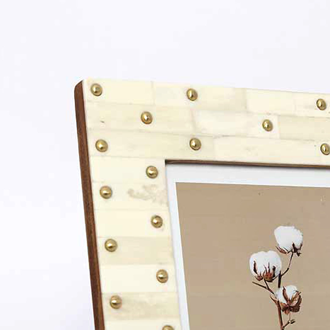 PORTAFOTO BORCHIATO IN OTTONE / OSSO AVORIO / 5X7 / 4 PEZZI PER CONFEZIONE INTERNA / ORDINE MINIMO - 4 PEZZI