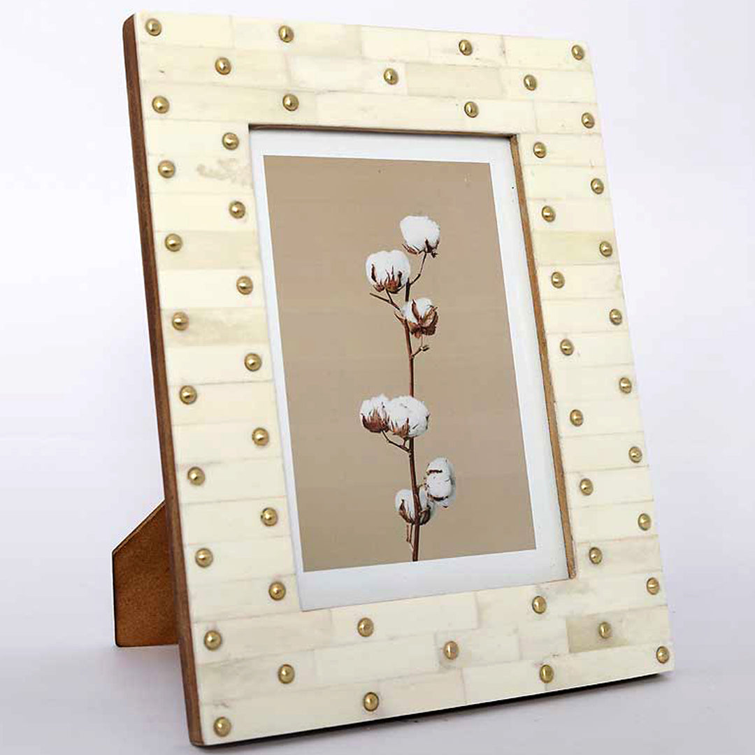 PORTAFOTO BORCHIATO IN OTTONE / OSSO AVORIO / 5X7 / 4 PEZZI PER CONFEZIONE INTERNA / ORDINE MINIMO - 4 PEZZI